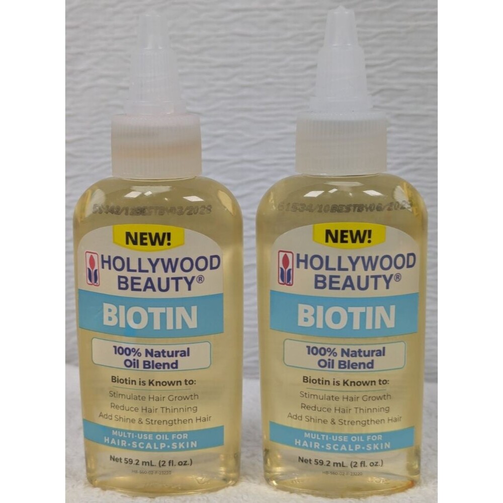 Hollywood Beauty Biotin Oil 2 oz Natural Oil Blend Hair Growth 2 Pack exp 06/29